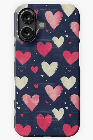 Blue Pink and White Heart Pattern iPhone Case Accessories