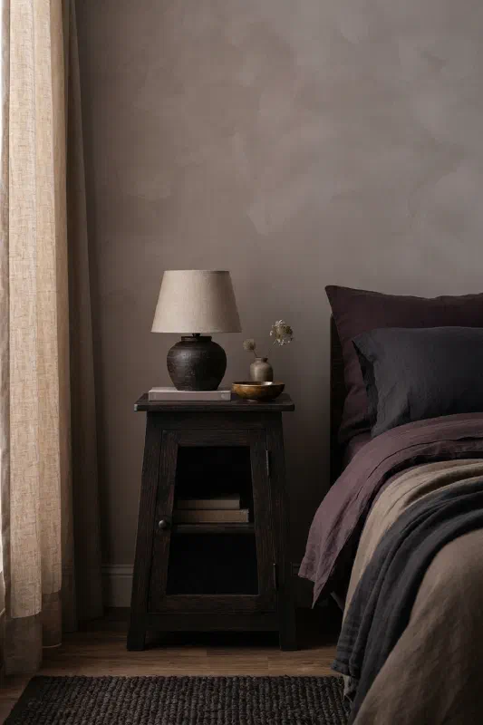 Dark feminine bedroom ideas with warmer contrast