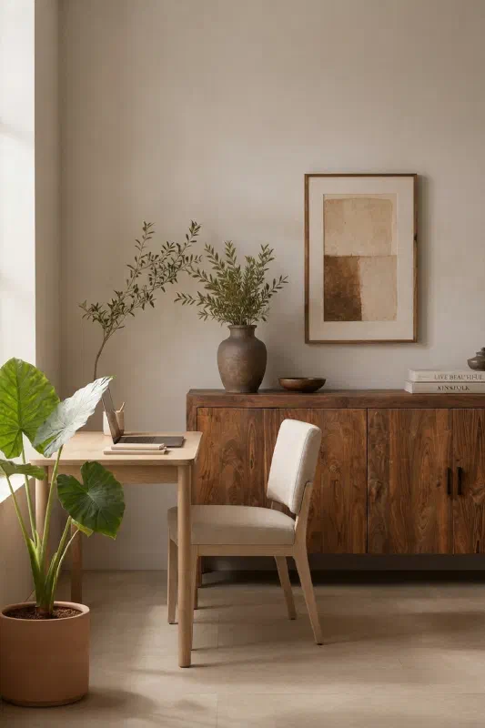 Home office storage idea for a calmer end-of-day reset