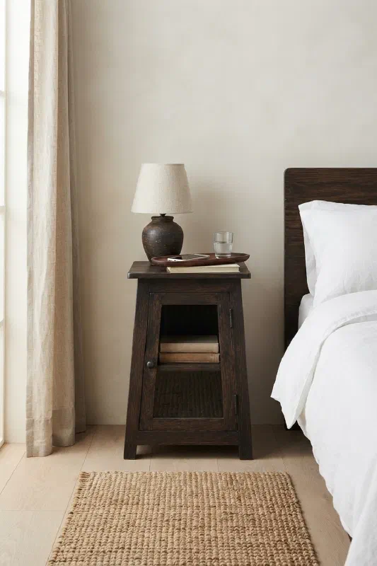 Guest bedroom bedside corner for easy essentials