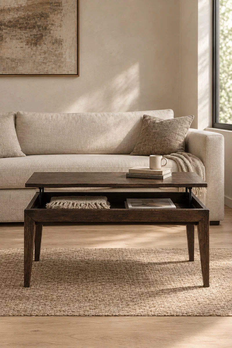 Living room ideas: lift-top coffee table for hidden storage