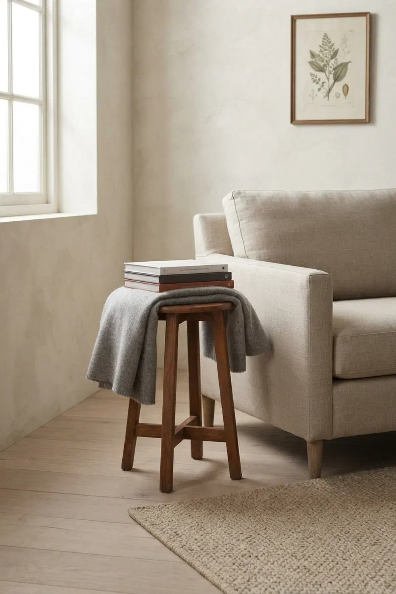 Flexible seating and side-surface solution for small living rooms