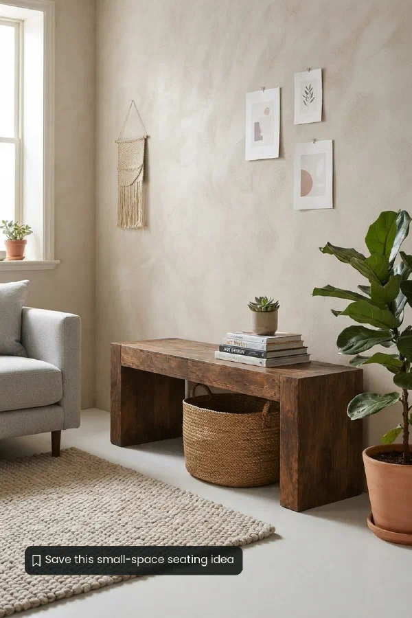Maximize seating and storage in a small living room