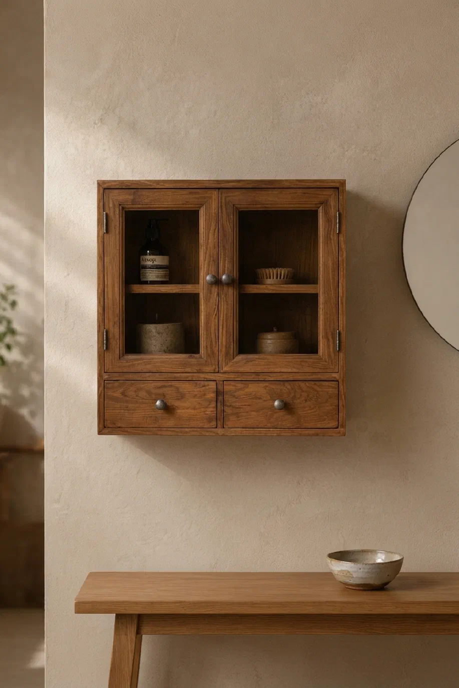Stride Wall Cabinet: Reclaimed teak storage for tidy dressing areas