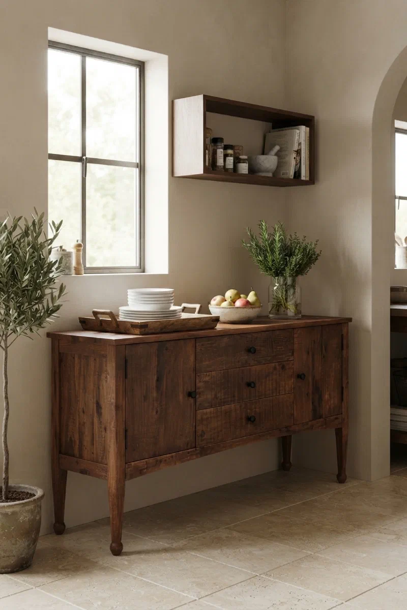 Kitchen decor ideas: double-duty sideboard for compact kitchens