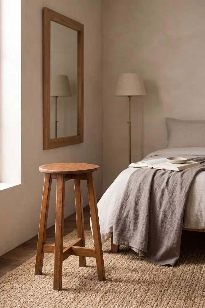 Berol Stool - cozy dressing corner in a small space