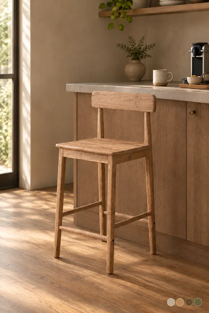 Bero Bar Chair: reclaimed teak counter and bar seating