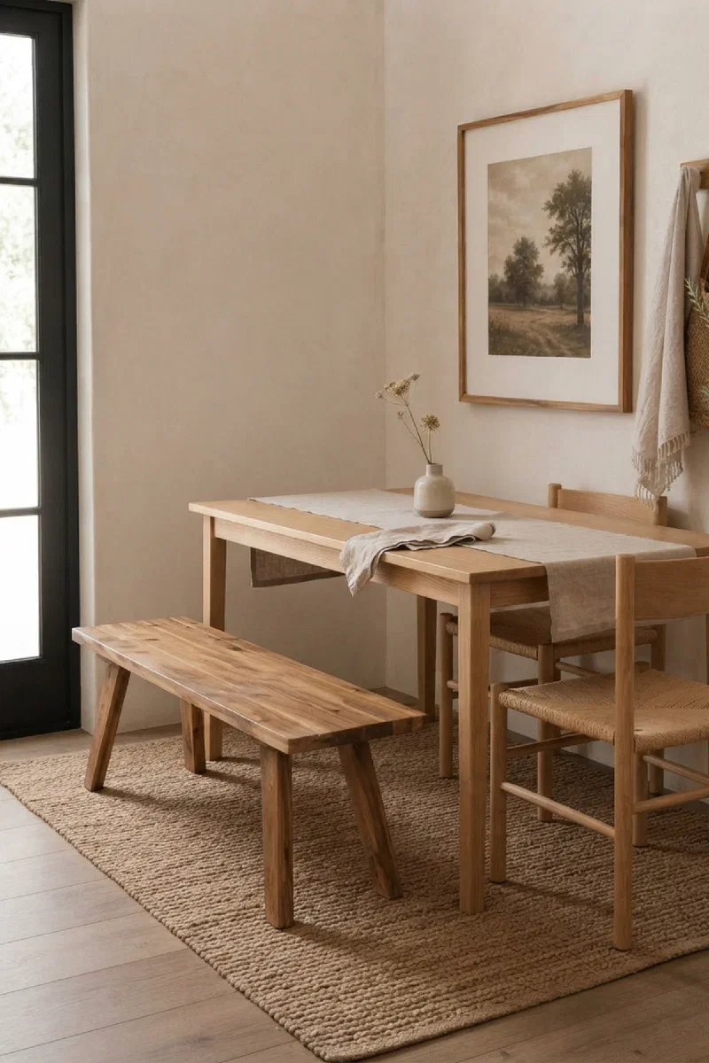 Dining room bench idea for flexible seating