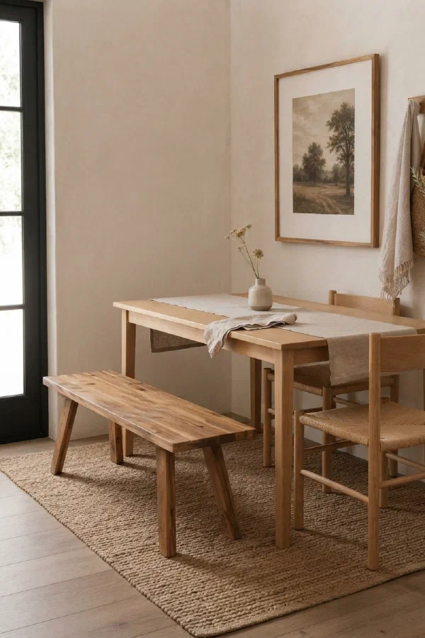 Dining room bench idea for flexible seating