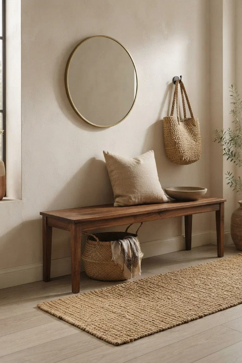 Room decor idea: a storage bench for your entryway