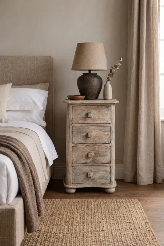 Bedroom decor idea: balanced bedside storage