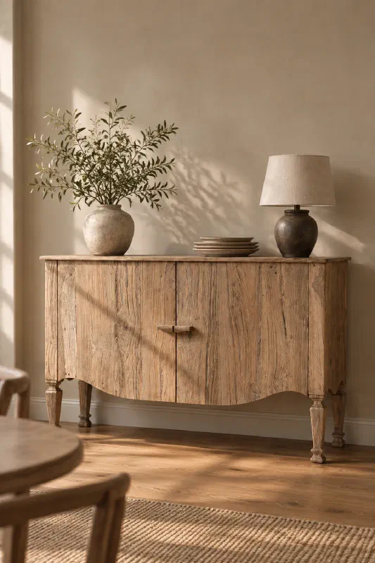 Dining room decor: hide clutter with a sideboard