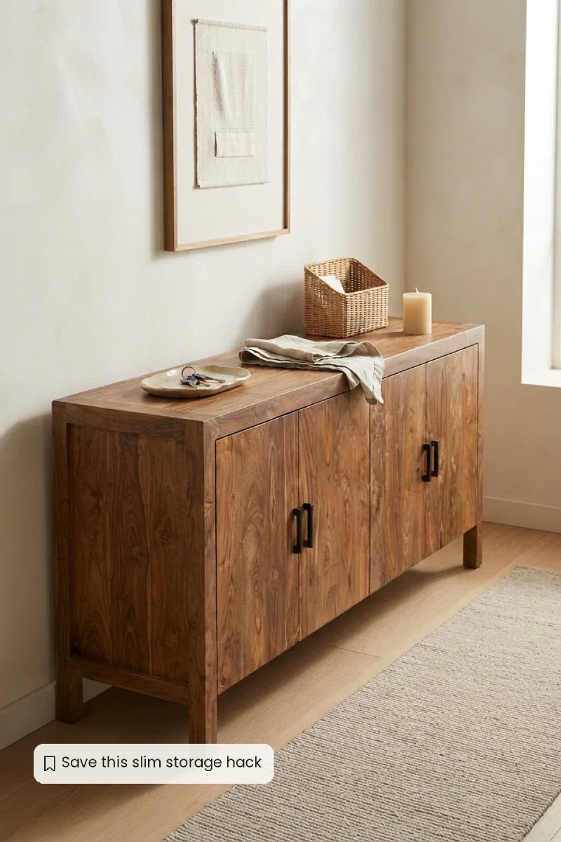 Entryway storage hack: slim sideboard solution