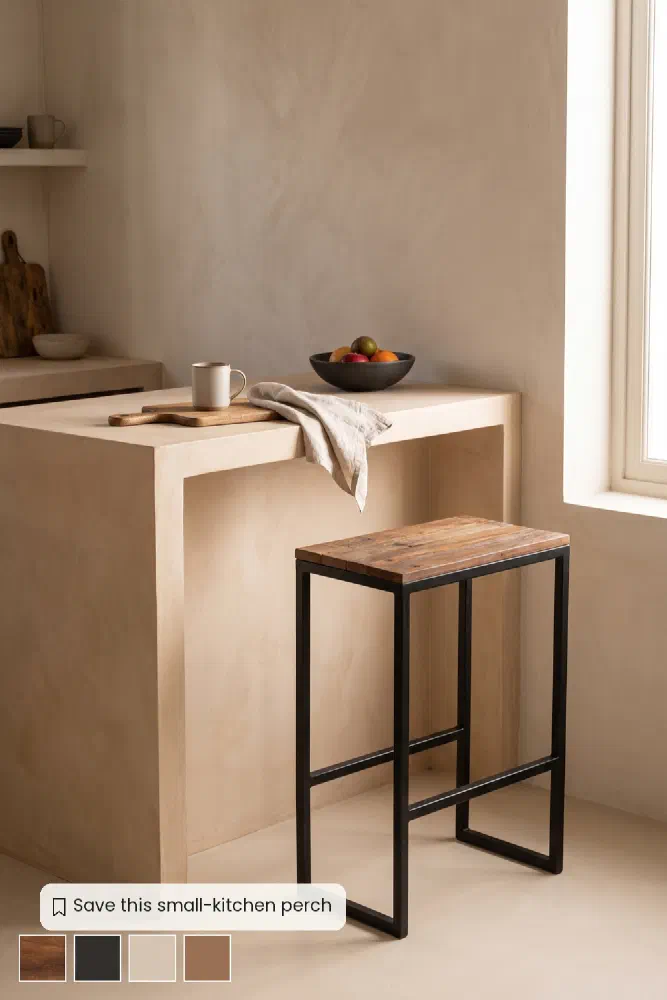 Free up counter space with a compact reclaimed wood stool
