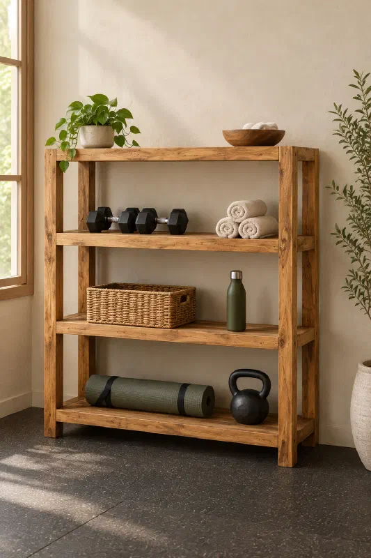 Home gym storage solution to free floor space