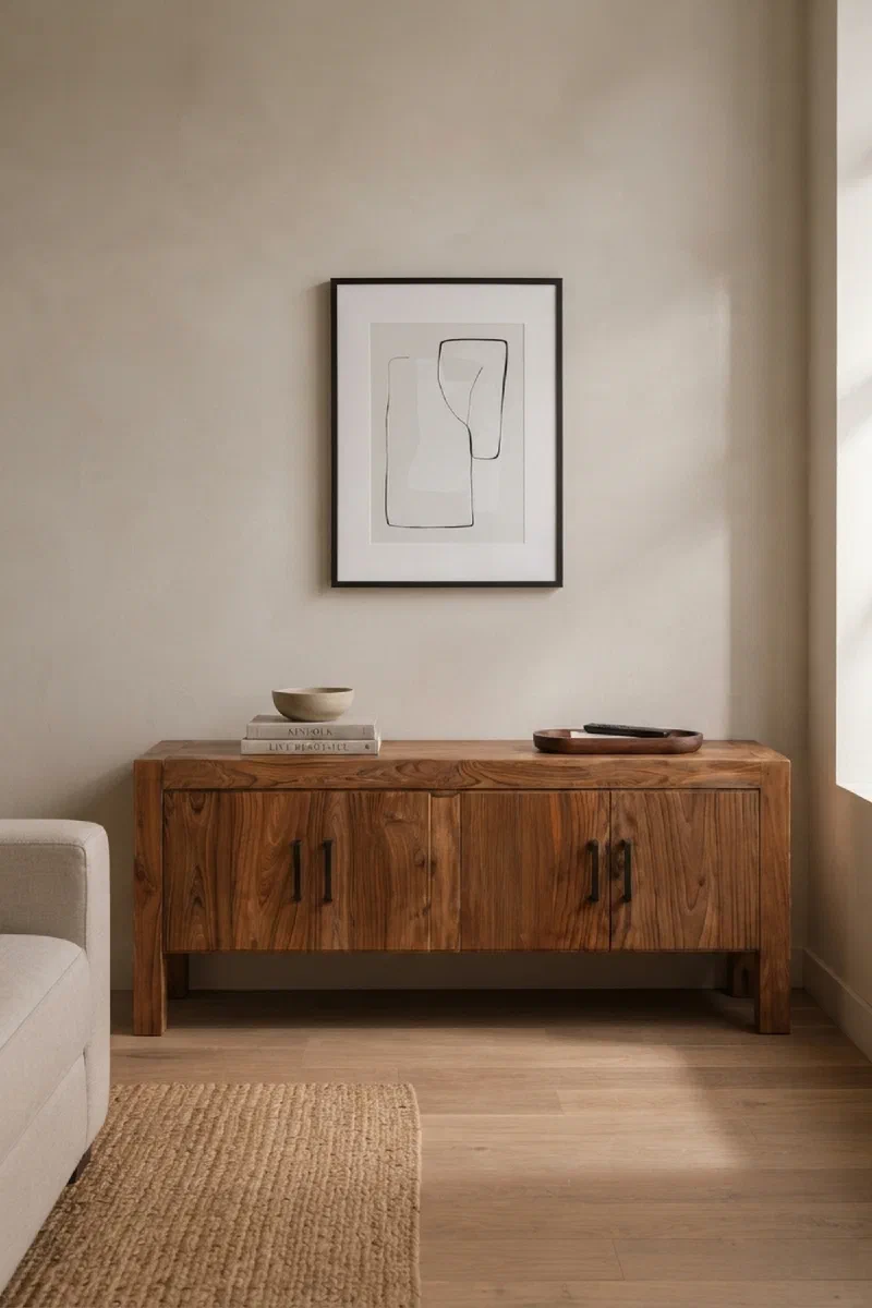 Living room decor ideas for a warmer, more finished media wall
