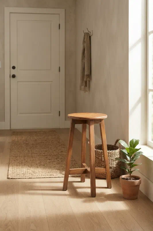 Room decor entryway idea: reclaimed teak accent stool