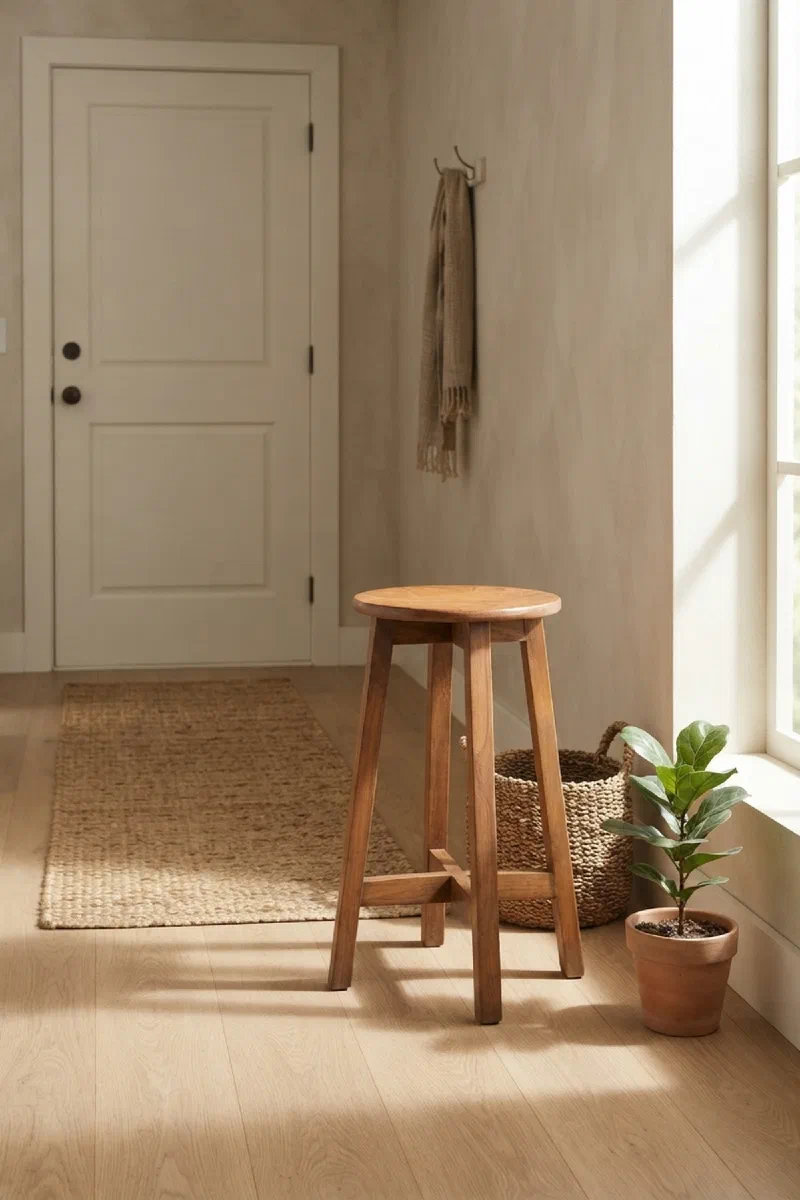 Room decor entryway idea: reclaimed teak accent stool