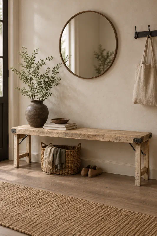Entryway storage bench for a clutter-free welcome