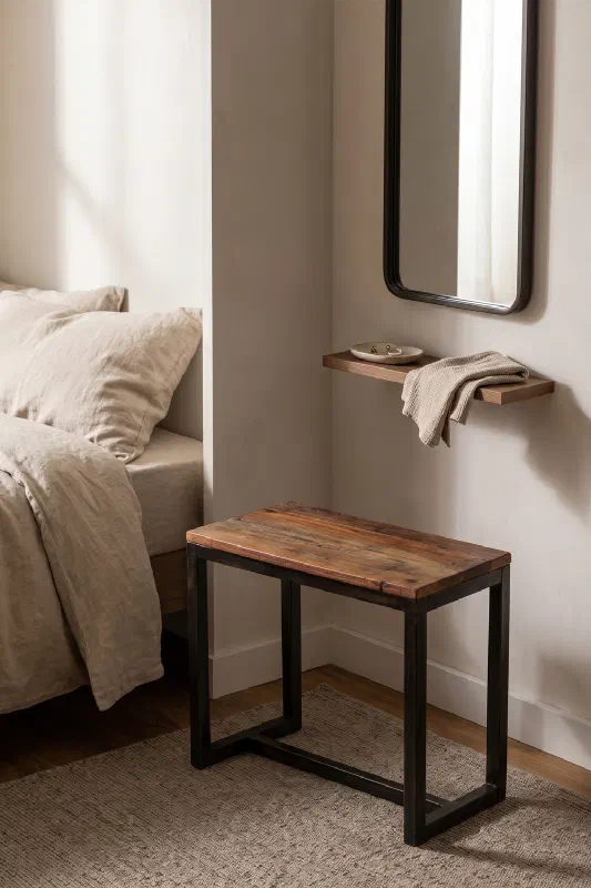 Can one compact stool make your bedroom corner feel intentional?
